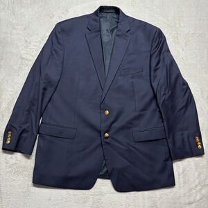 Lauren Ralph Lauren Blazer Mens 44R Navy Blue Gold Buttons Suit Jacket Wool READ